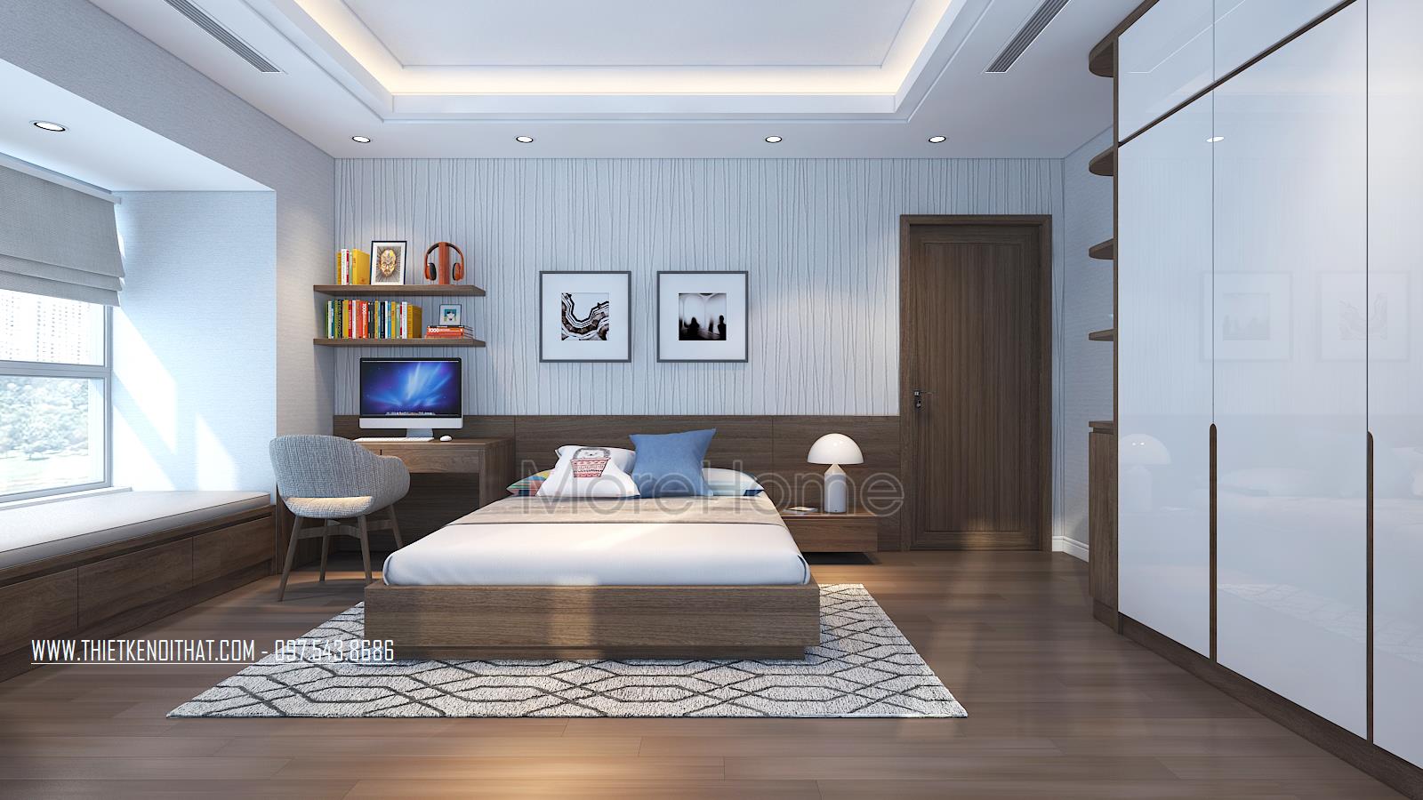 Thiết kế nội thất phòng ngủ chung cư hiện đại N05