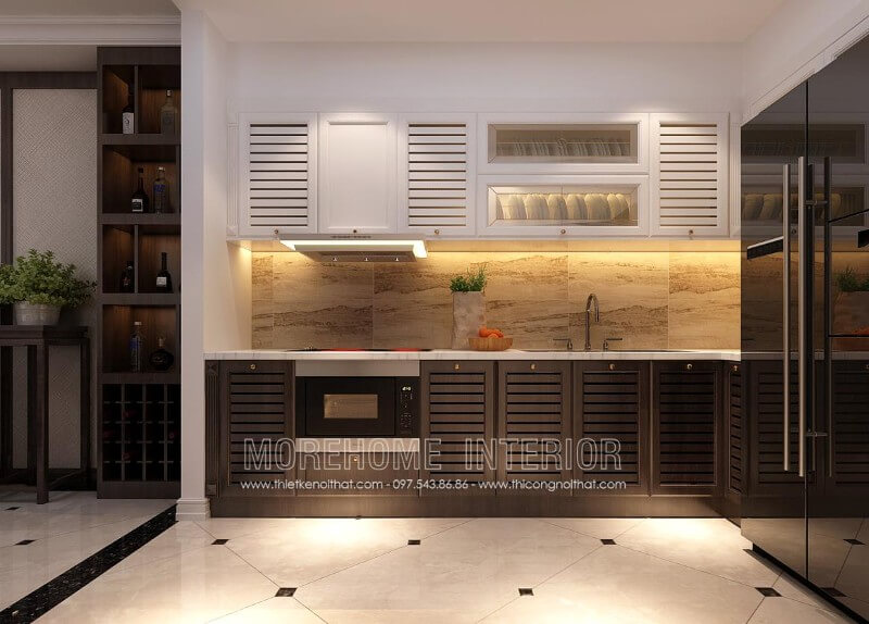Mẫu tủ bếp gỗ nhập khẩu phu sơn cao cấp mang lại vẻ đẹp sang trọng và ấm áp Tủ bếp gỗ tự nhiên
