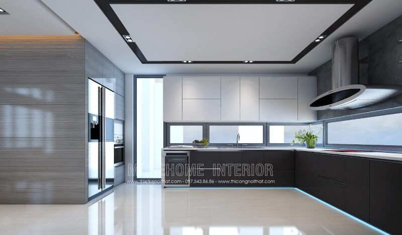 Gợi sự huyền bí và sang trọng cho không gian với mẫu tủ bếp gỗ công nghiệp màu đen Tủ bếp đẹp, tủ bếp đẹp hiện đại, tủ bếp An Cường, tủ bếp cao cấp