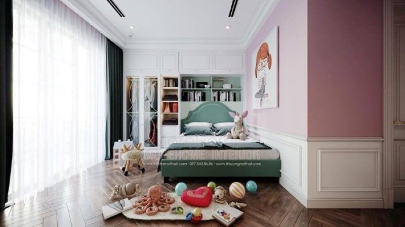Tủ quần áo liền kệ để đồ đẹp, sang trọng co phòng con gái. thiết kế nội thất chung cư