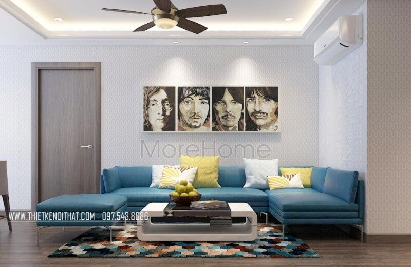 Bộ sofa phòng khách hiện đại được thiết kế vô cùng tối giản, kiến trúc sư lựa chọn phần chân sofa được làm từ chất liệu chân sắt phun sơn tĩnh điện, mang đến cho không gian thêm rộng rãi, nhẹ nhàng mà vẫn đảm bảo sự thuận tiện hơn trong quá trình sử dụng thiết kế chung cư