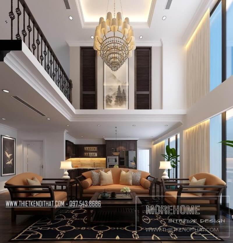 Trang trí nội thất chung cư với sofa gỗ tự nhiên phong cách gỗ Việt thiết kế chung cư