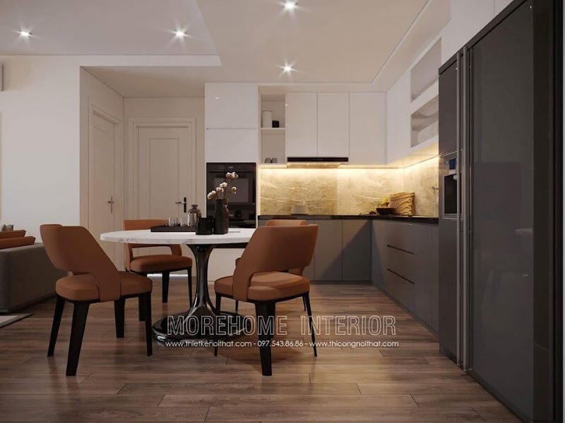 Thiết kế phòng bếp hiện đại sang trọng cho căn hộ chung cư Thiết kế chung cư