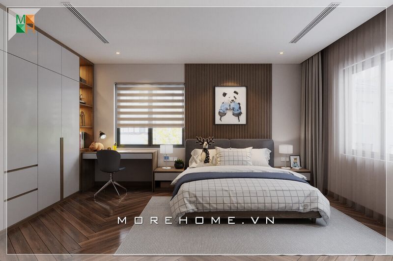 Tranh canvas đầu giường mang lại ấn tượng độc đáo và làm tăng sự sang trọng cho căn phòng ngủ.